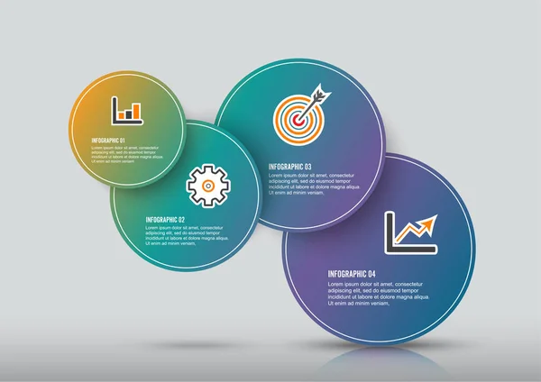 信息图形设计向量和营销图标可用于工作流布局 年度报告 网页设计 包含4个选项 步骤或进程的业务概念 — 图库矢量图片