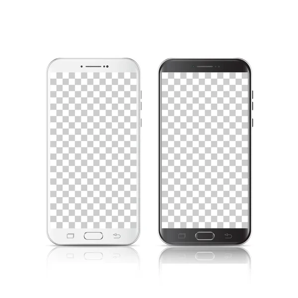 Smartphone Moderne Réaliste Noir Blanc Smartphone Avec Isolé Sur Fond — Image vectorielle