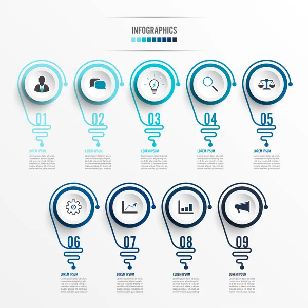 Abstrakte Infografik Mit Glühbirne Infografiken Für Unternehmenspräsentationen Oder Informationsbanner Optionen — Stockvektor
