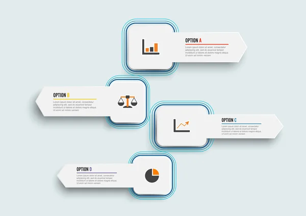 Modelo Infográfico Vetorial Com Etiqueta Papel Círculos Integrados Conceito Negócio —  Vetores de Stock