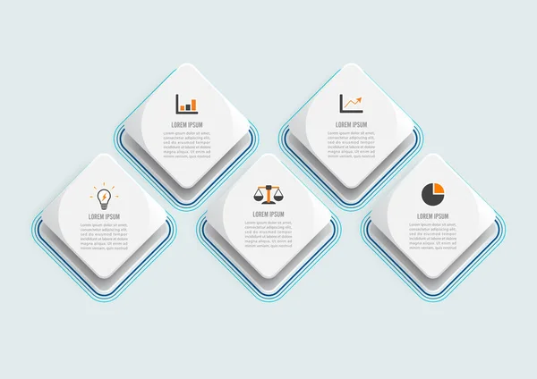 Vector Infographic Template Paper Label Integrated Circles Business Concept Options — Stock Vector