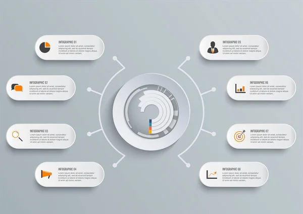 Modèle Infographie Vectorielle Avec Étiquette Papier Cercles Intégrés Concept Entreprise — Image vectorielle