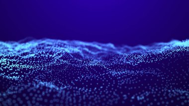 Veri patlaması ile ilgili geleceksel çizimler. Parlayan parçacıklarla soyut arkaplan. Dijital hareket dalgası. 3d oluşturma.