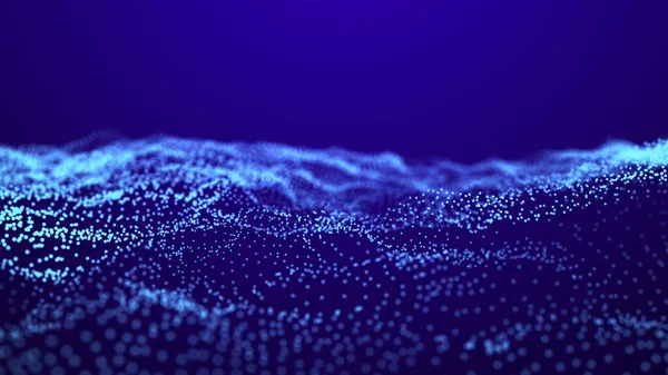 Veri patlaması ile ilgili geleceksel çizimler. Parlayan parçacıklarla soyut arkaplan. Dijital hareket dalgası. 3d oluşturma.