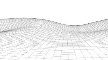 Uzayda hareket eden nokta ve çizgilerin olduğu soyut dalga arkaplanı. Teknoloji çizimi. Gelecekçi modern dinamik dalga.