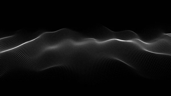 Абстрактна Хвиля Рухомими Точками Потік Частинок Кібертехнологія Ілюстрація — стоковий вектор