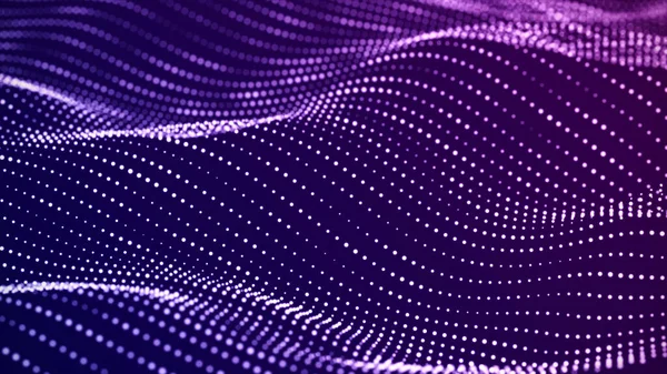 Abstract Wave Moving Dots Flow Particles Cyber Technology Illustration Rendering — Stock Photo, Image