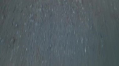 Toprak bir yolda ilerliyor, yukarı doğru eğiliyor.