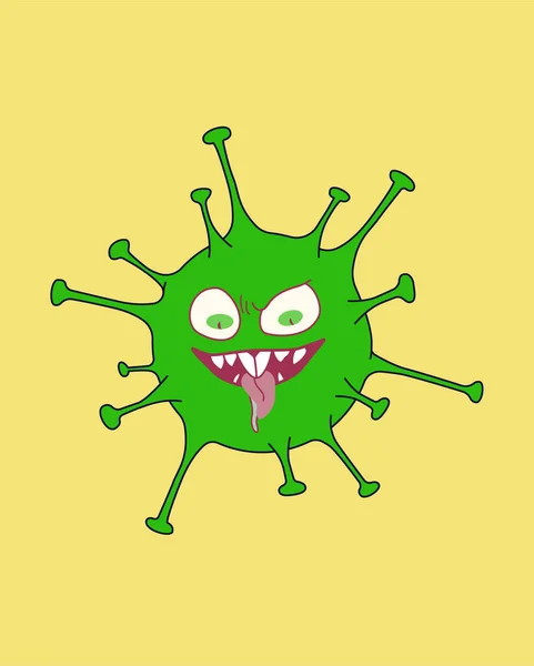 Gröna Bakterier Gul Bakgrund — Stock vektor
