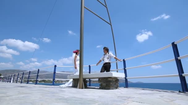 Recién casados en el fondo del mar — Vídeos de Stock