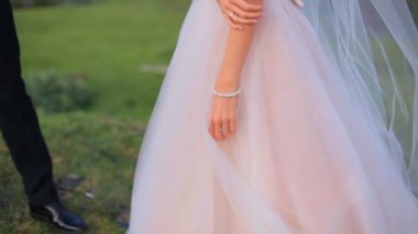 düğün. Gelin ve damat sevgi ve hassasiyet vardır. Georgia Kazbegi