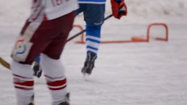 Παιχνίδι χόκεϋ. Χειμερινό άθλημα. μέρη του σώματος — Αρχείο Βίντεο