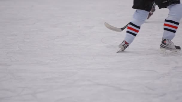 Männer spielen auf dem Hockeyfeld mit Begeisterung Hockey. Körperteile — Stockvideo