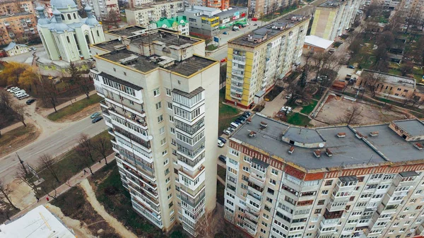 Vista aérea da cidade a partir de uma visão de olhos de pássaros. Ucrânia Ternopil — Fotografia de Stock