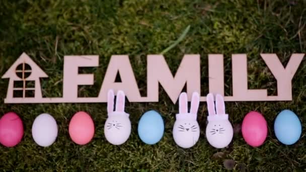 Decoration for Easter. Easter bunnyes — Stock Video