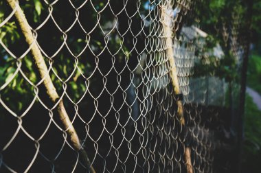 Tarım arazisi, çiftlik hayvanları, koruma altındaki tarım alanını engelleyen, dış müdahaleyi önleyen tel örgülerle çitin etrafını sarmak,