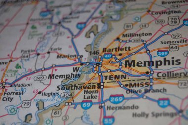 Map of Memphis Tennessee clipart