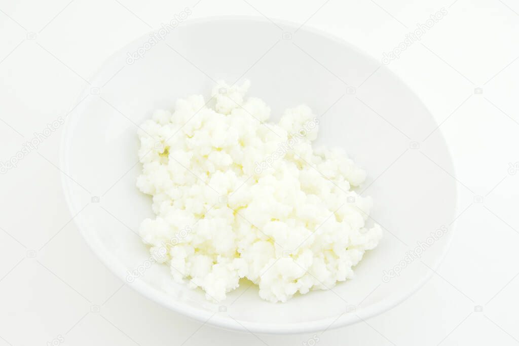 Kefir grains in a bowl