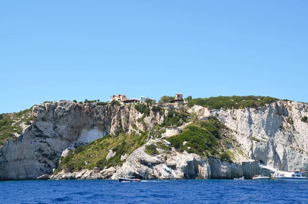 Windmühlen Und Leuchtturm Auf Skinari Zakynthos Griechenland — Stockfoto