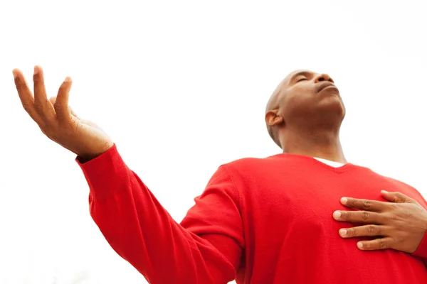African American man with open arms. — Stock Photo, Image
