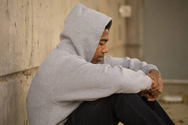 African American young teen feeling depressed. — Stock Photo, Image