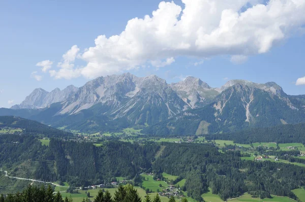 Austria mountain skyline with beautiful clouds