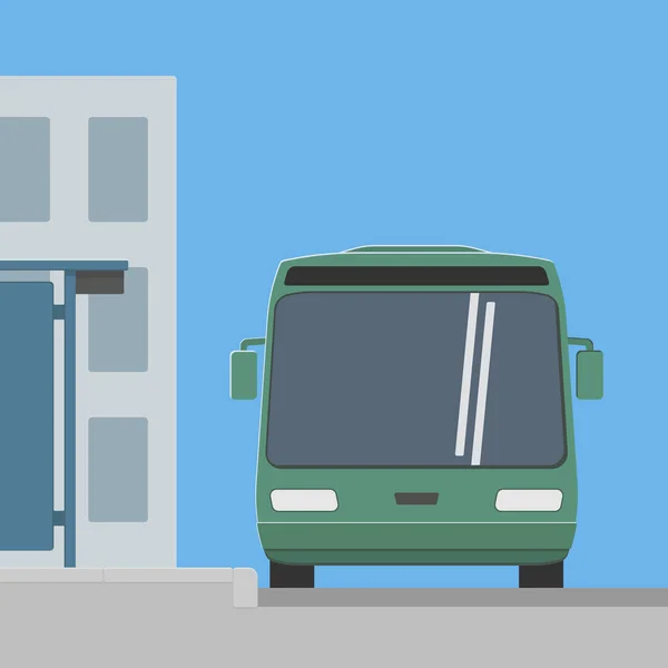 Autobús Queda Una Parada Autobús — Vector de stock