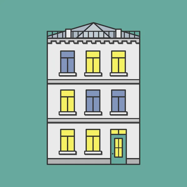 Antiguo Edificio Plantas Con Luz Las Ventanas — Vector de stock