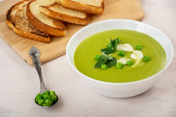 Groene erwten soep Stockfoto