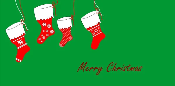 Yeşil çoraplı Noel kartı.