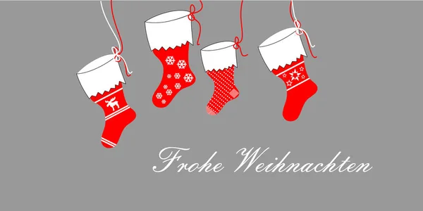 Gri çoraplı Noel kartı.
