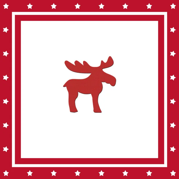 トナカイとスクエアクリスマスカード — ストック写真