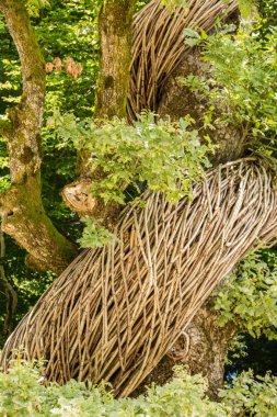 Arte Sella olduğu yer alan açık hava alanları, Sella Vadisi ormanda Trentino-Alto Adige/Sdtirol bölgesi, İtalya Temmuz fotoğraflandı, çağdaş sanat sergisi 30.2017.
