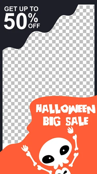 Modelo Mídia Social Editável Fundo Venda Halloween Banner Venda Para —  Vetores de Stock