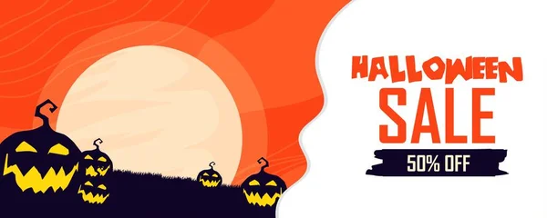 Banner Venda Halloween Fundos Dia Das Bruxas Folhetos Modelos Para — Vetor de Stock