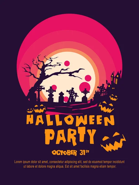 Banner Venta Halloween Fondo Halloween Con Lápidas Calabaza Monstruo Casa — Vector de stock