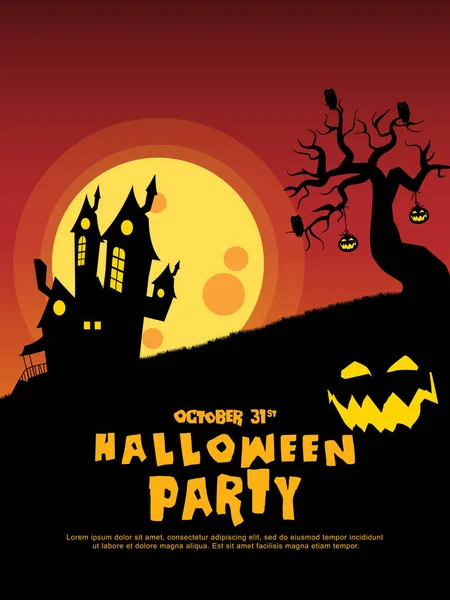 Bannière Vente Halloween Fond Halloween Avec Pierres Tombales Citrouille Monstre — Image vectorielle