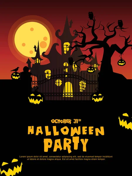 Banner Venta Halloween Fondo Halloween Con Lápidas Calabaza Monstruo Casa — Vector de stock