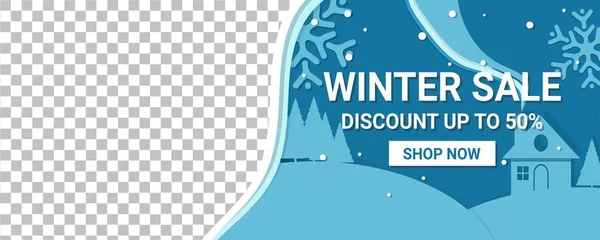 Winter Kerstmis Promotionele Verkoop Banners Met Papieren Stijl Promotionele Banners — Stockvector