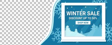 Kış ve Noel tanıtım afişleri kağıt stili. Bu ay en iyi ürünlerinizi satmak için reklam pankartları.