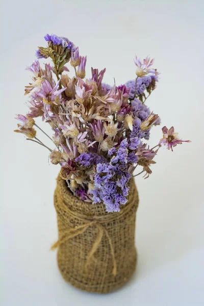 Bouquet Dried Wildflowers White Table — Stock Photo, Image