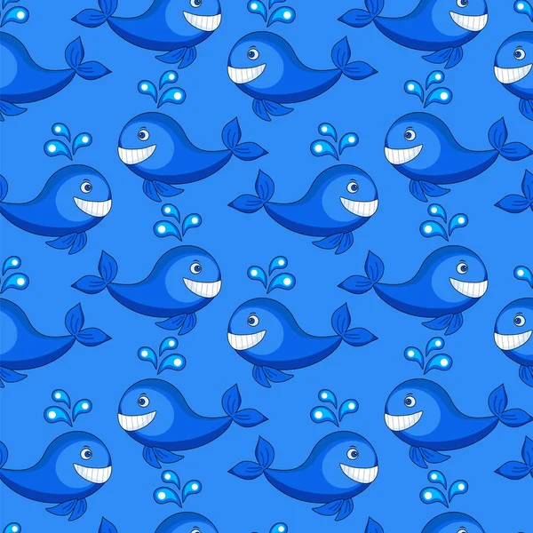 Motif avec baleine bleue — Image vectorielle