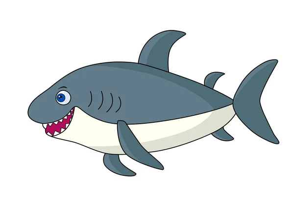 Žralok šedý kreslený. — Stockový vektor