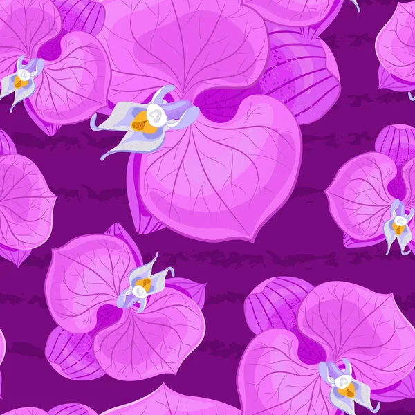 Квіти Орхідей Ізольовані Безшовний Візерунок Векторна Ботанічна Ілюстрація Рожева Екзотична — стоковий вектор