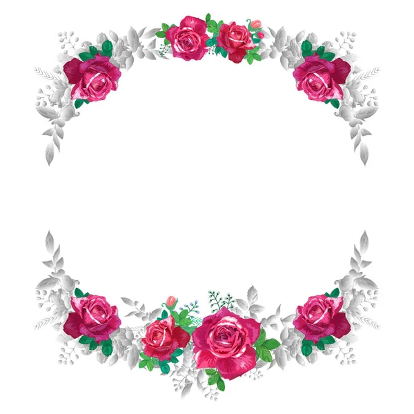 Siyah beyaz ve renkli gül, tebrik kartı bırakır. Vektör çizim beyaz zemin üzerine kırmızı ve gri çiçekli. Doğum günü, yıldönümü, düğün için çiçek kompozisyon.