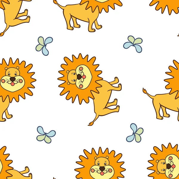 Усміхаючись жовтий лев — стоковий вектор