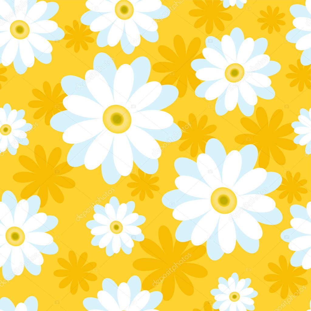 abstract seamless pattern with small,big chamomile