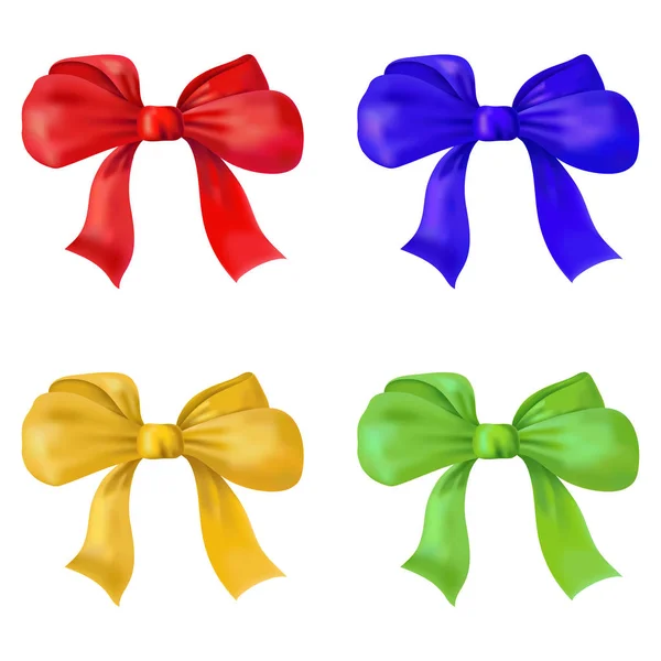 Set of Red,blue,yellow,green gift bow.Isolated image on white background.Vector illustration. — Stock Vector