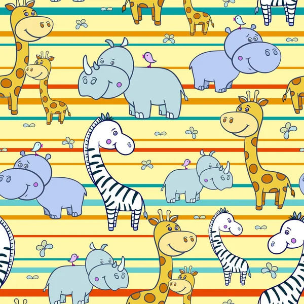 Zebralar ve Hippo ile desen, zürafa 4-01