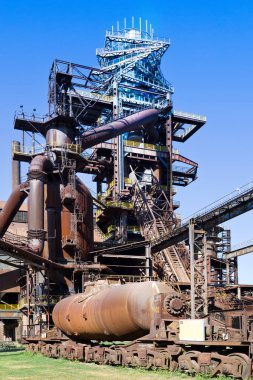 Çek Cumhuriyeti, Ostrava - 13 Ağustos 2018: tower, alt Vitkovice alan (Ulusal kültürel Simgesel Yapı), Ostrava şehir, kalın Kuzey Moravia, Çek Cumhuriyeti